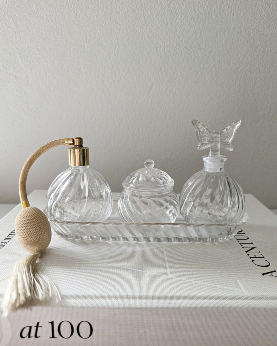 Vintage Glass Perfume Vanity Set