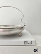 Vintage Silver Plated Basket Dish with Ball Feet & Handle