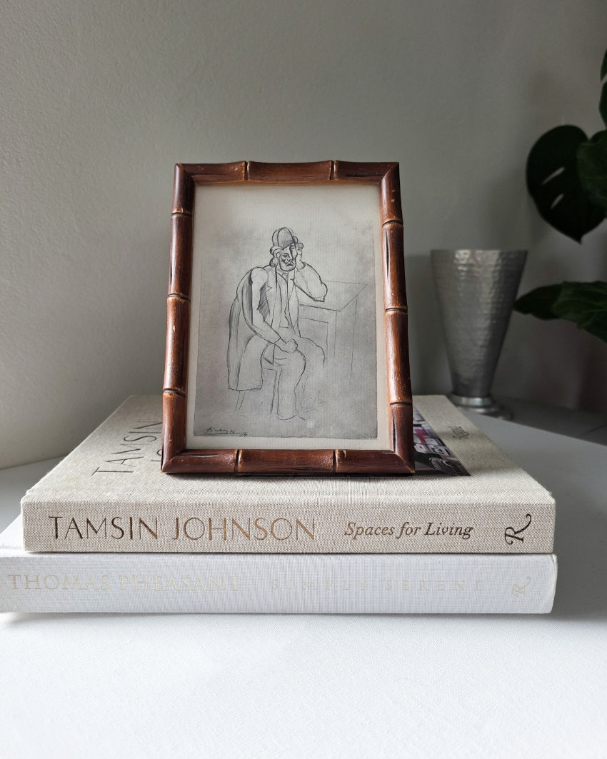 Vintage Wood Carved Bamboo Frame
