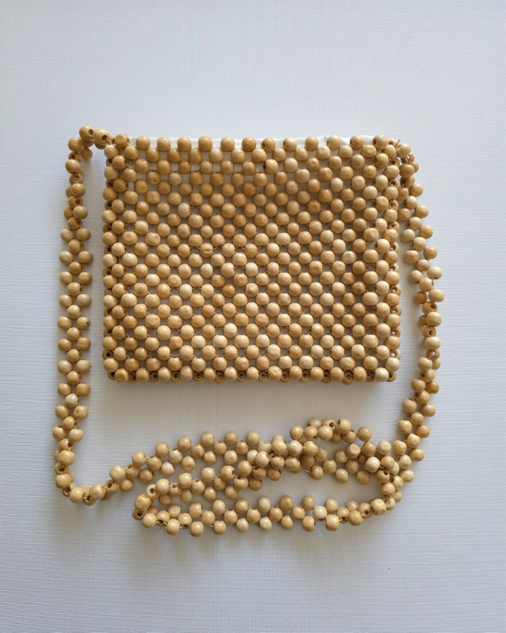 Natural Wood Beaded Bag