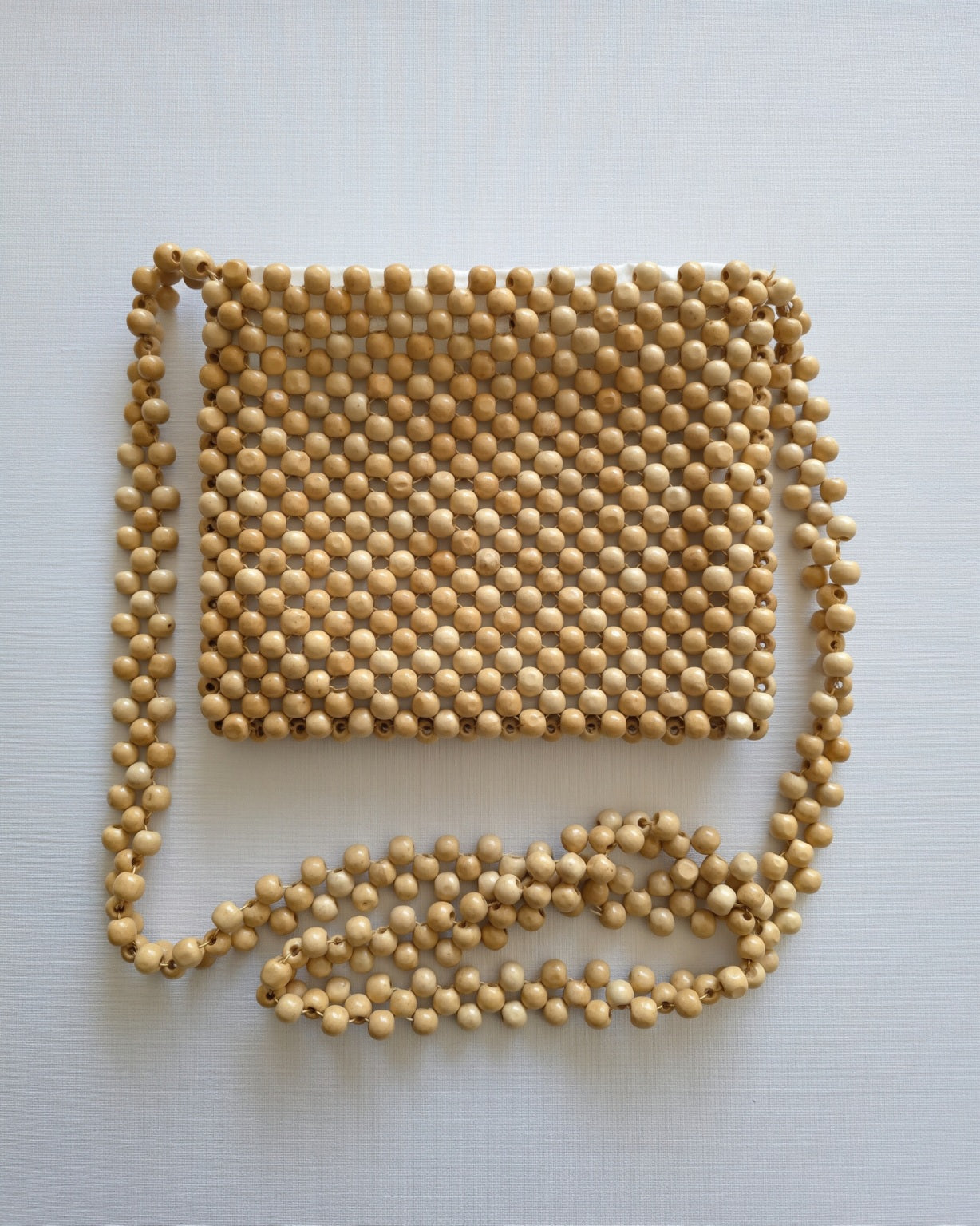 Natural Wood Beaded Bag