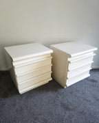 1980s post modern cream lacquer bedsides