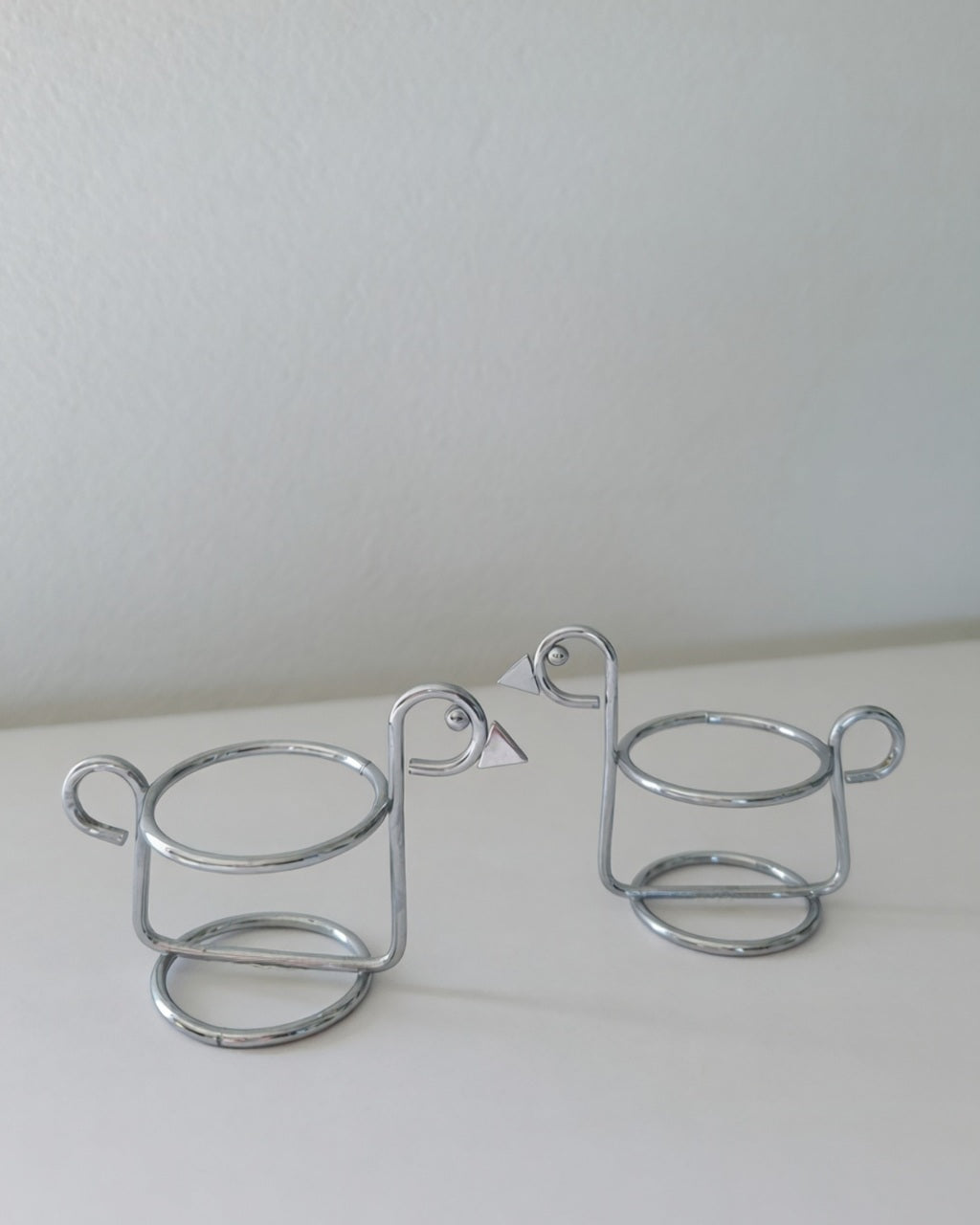 Chrome Metal Bird Egg Cups