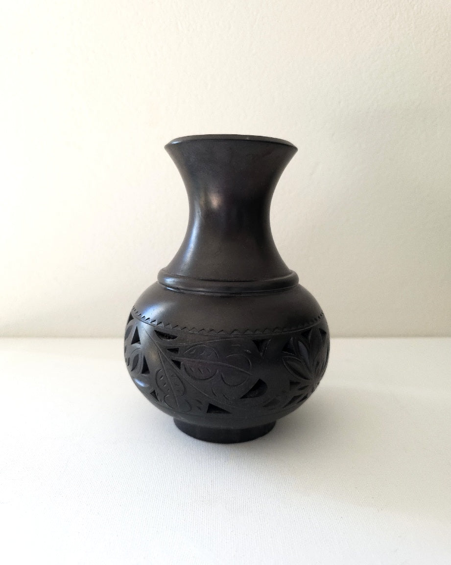 Vintage Black Clay Vase