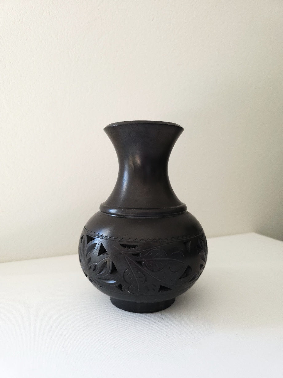 Vintage Black Clay Vase