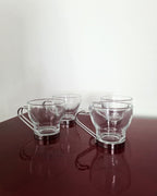 Vintage Bormioli Rocco, Italy Espresso/Short Coffee Cups with Stainless Steel Holders