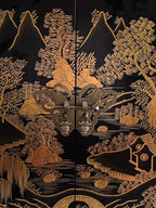 Vintage Black Lacquer & Gold Leaf Cabinet