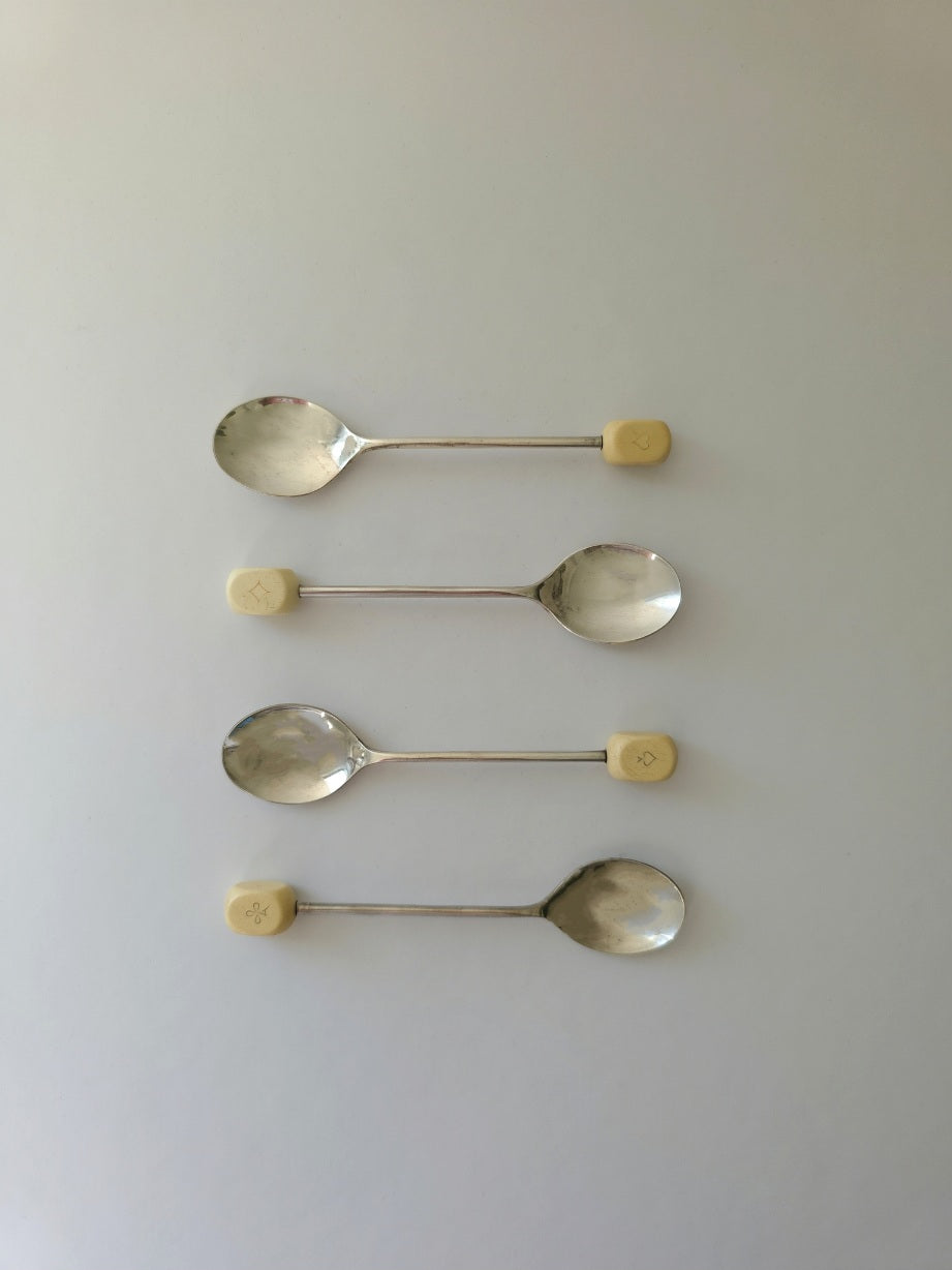 Antique Silver Plate Card Suit Coffee Spoons
