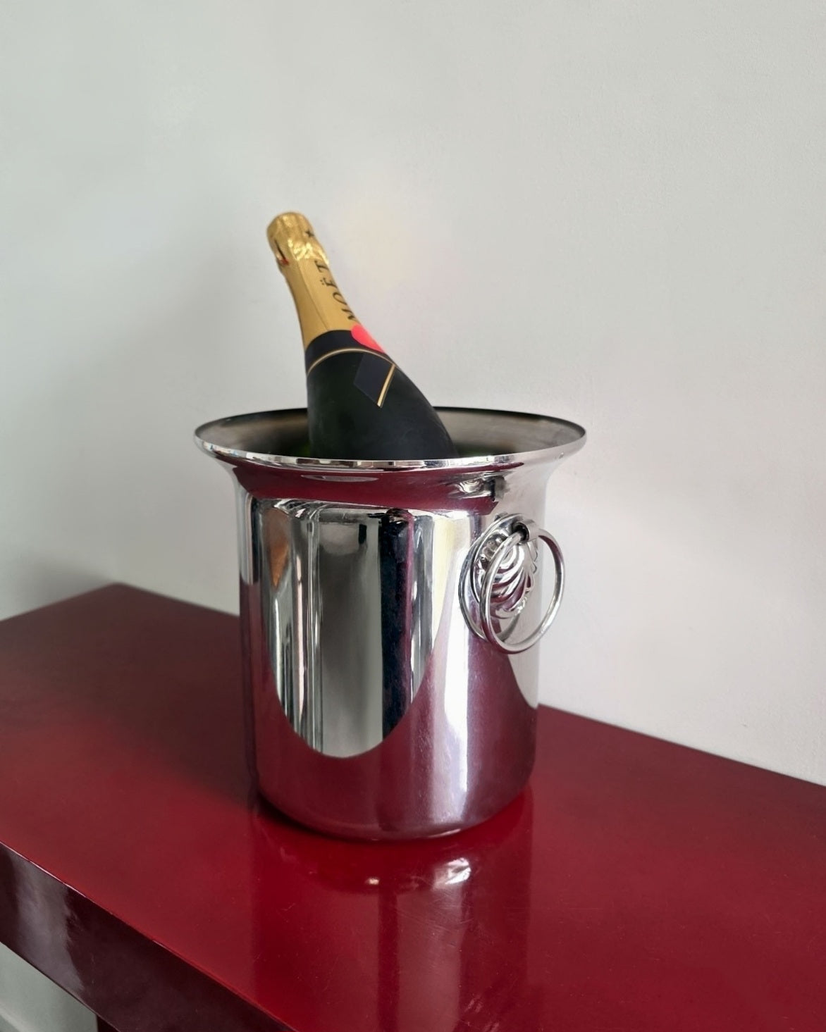 Large Champagne Ice Bucket with Clam Shell Details