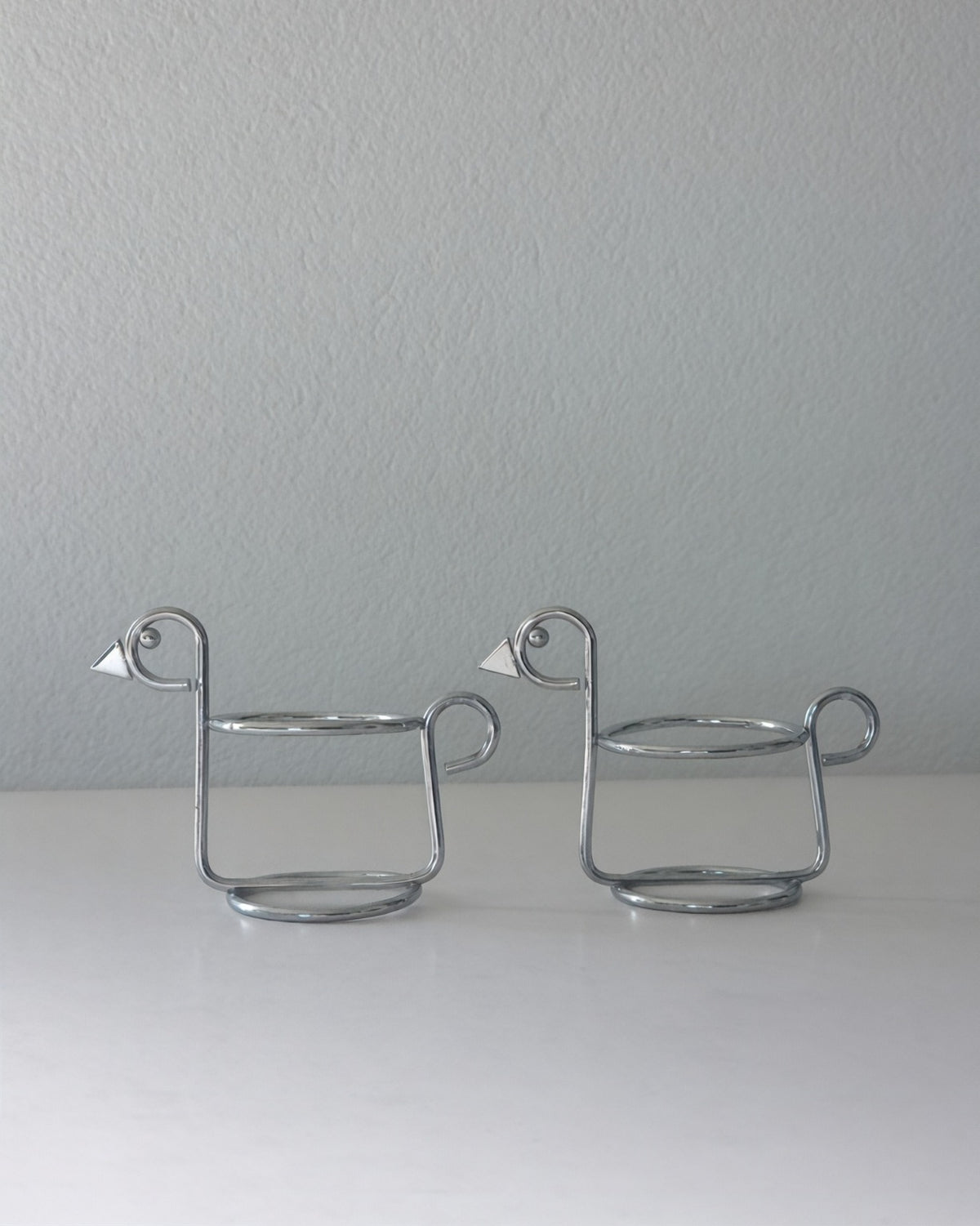 Chrome Metal Bird Egg Cups