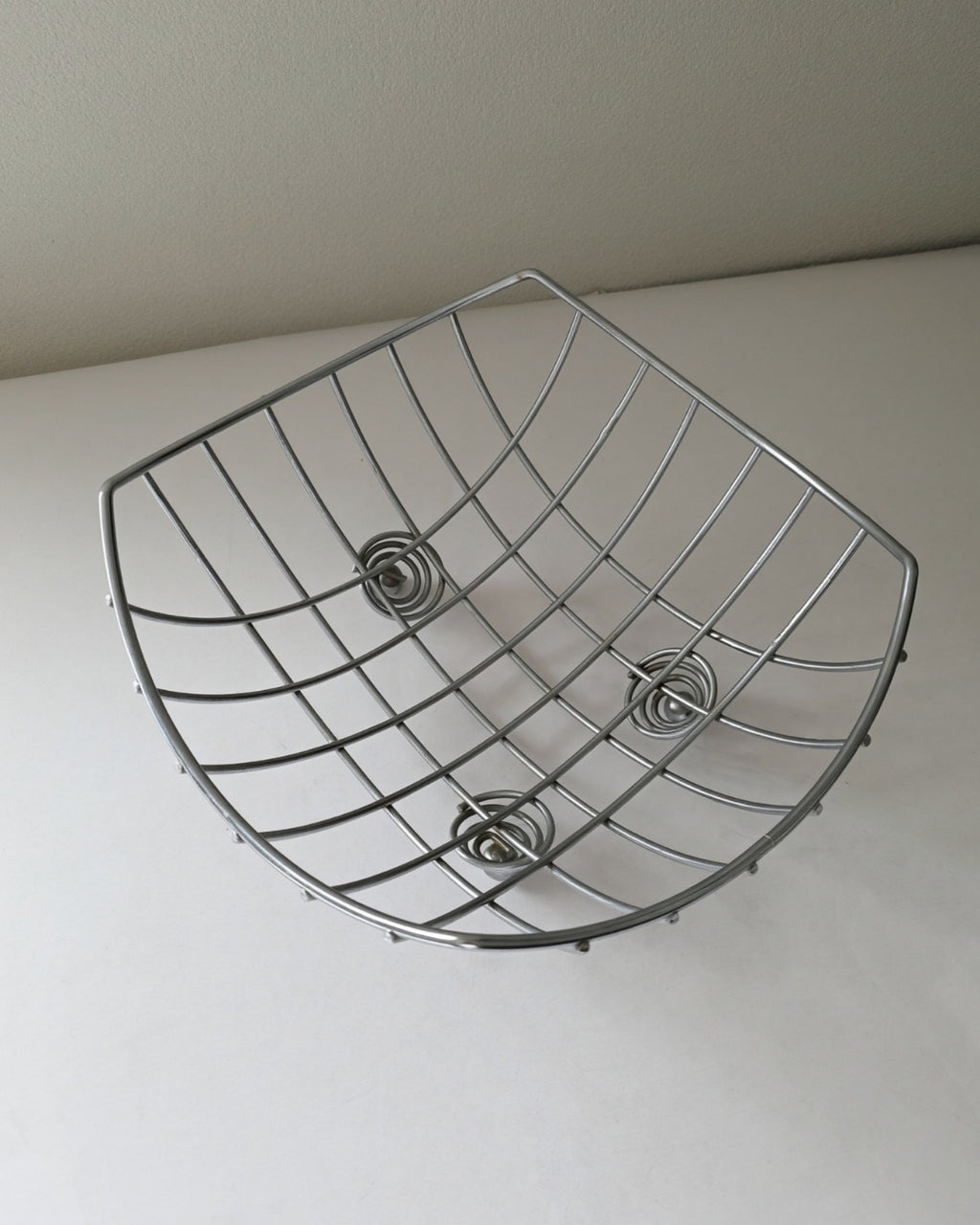 Chrome Fruit Basket with spiral coil and ball feet