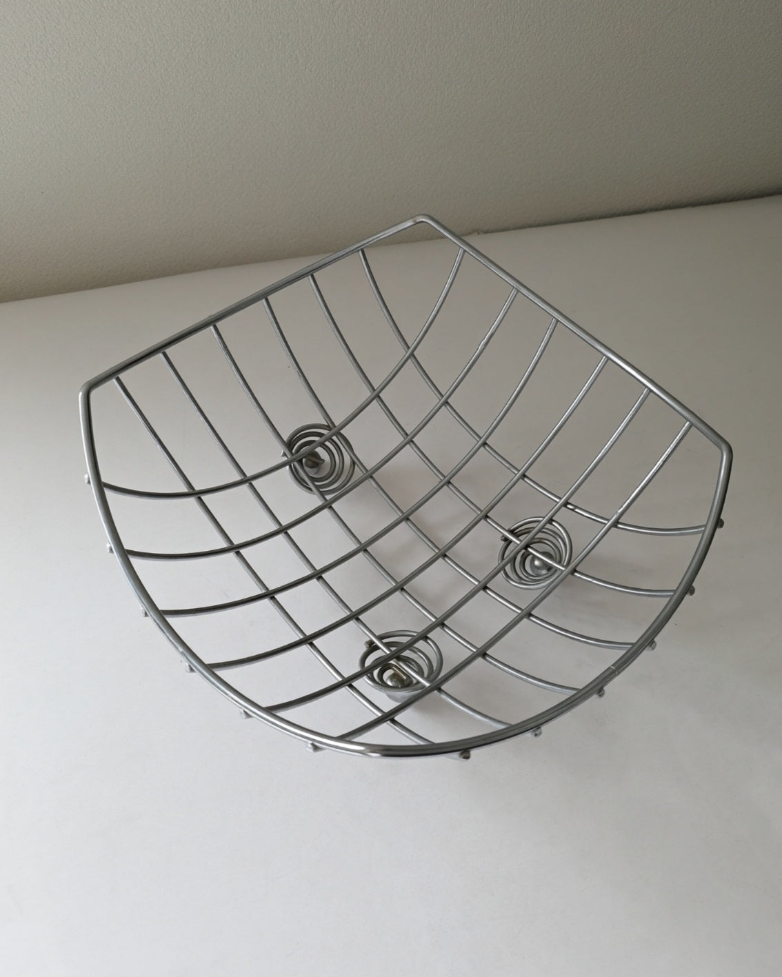 Chrome Fruit Basket with spiral coil and ball feet