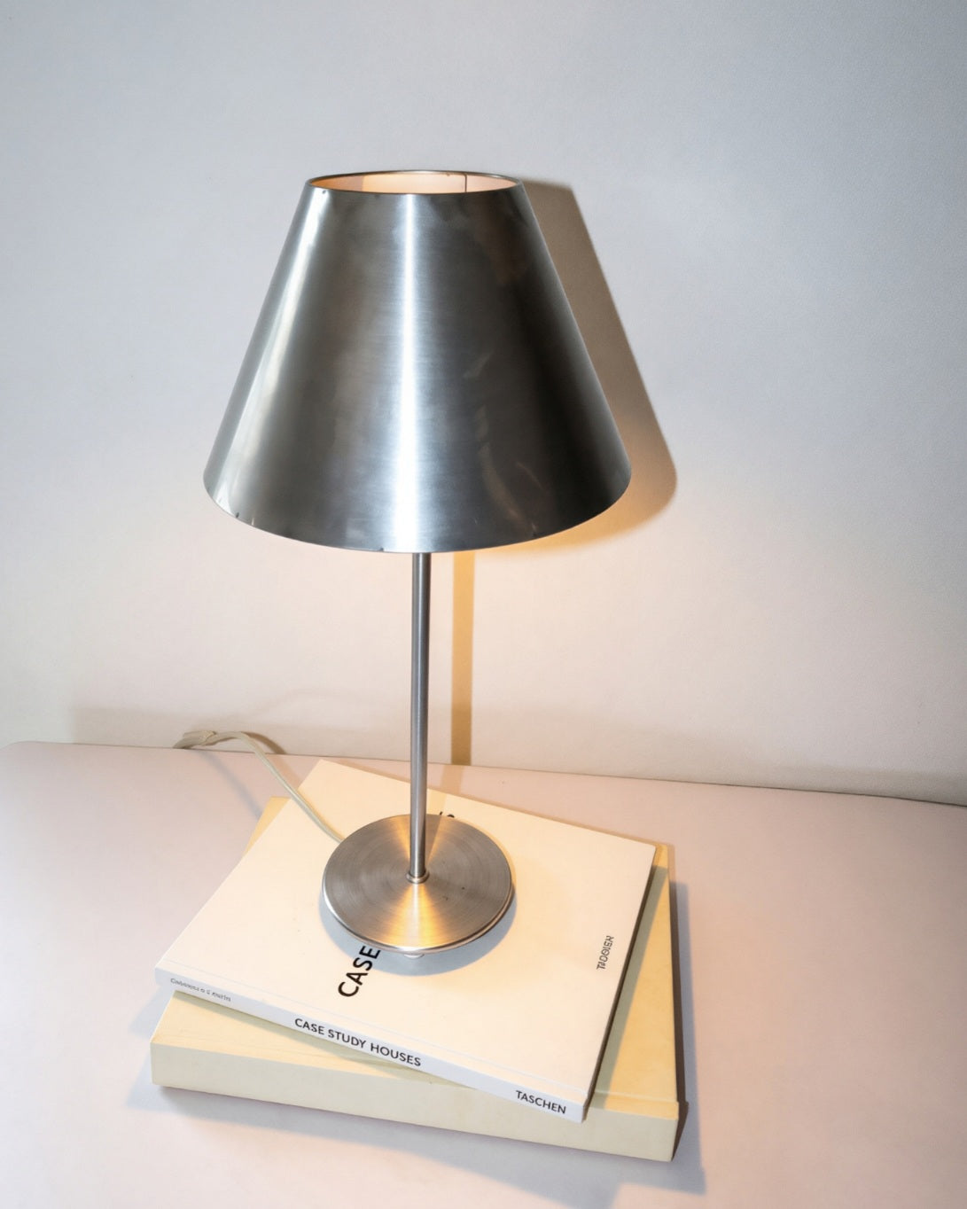 Vintage Chrome Lamp with Hand Forged Metal Lamp Shade