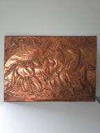 Mid Century Embossed Copper Wall Hanging of Running Horses