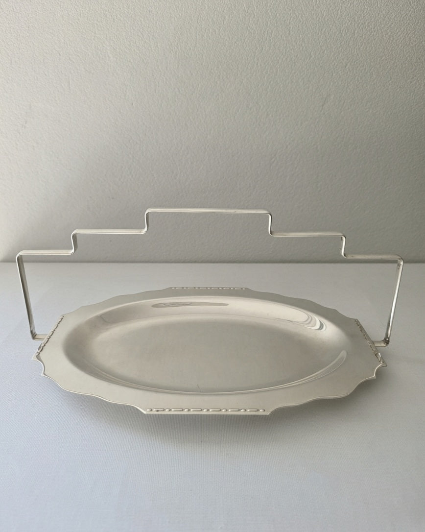 Art Deco Silver Plate Tray with Handle