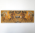 Large Mid Century Etruscan Horses Linen Screen Print by Tibor Reich