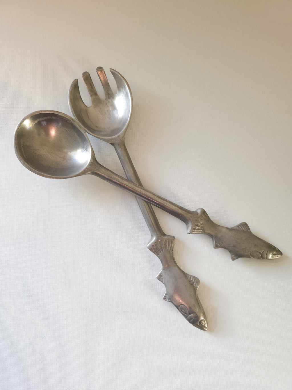 Vintage Cast Aluminium Fish Salad Servers