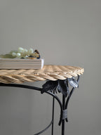 Wrought Iron and Rattan French Side Table