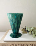 Vintage Green & Teal Ceramic Conical Vase