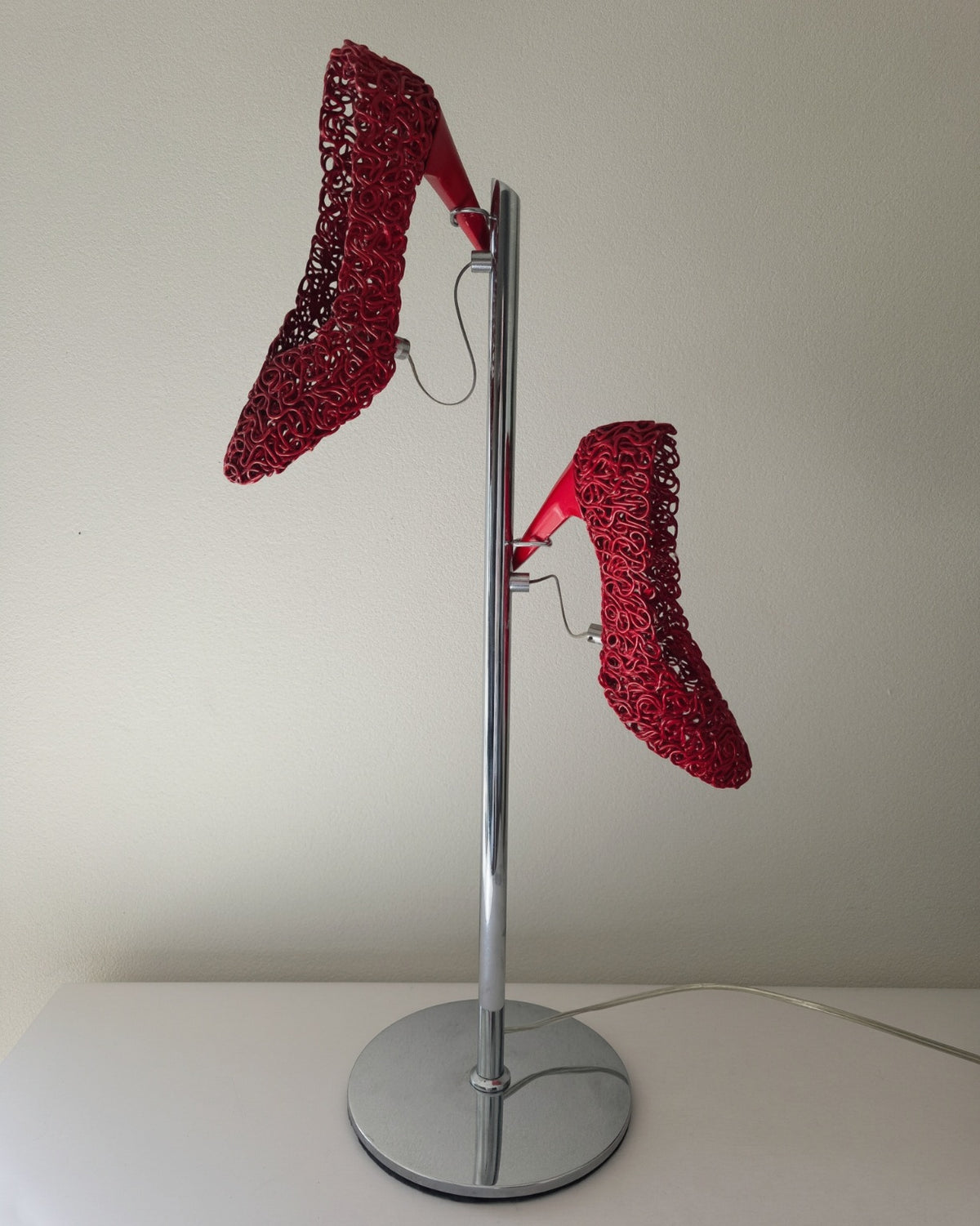 Unique Sculptural Red High Heel Shoe Lamp