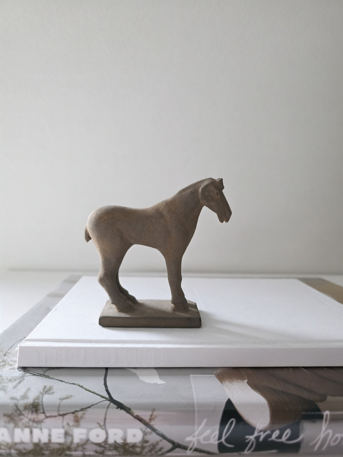 Vintage Clay Horse Sculpture