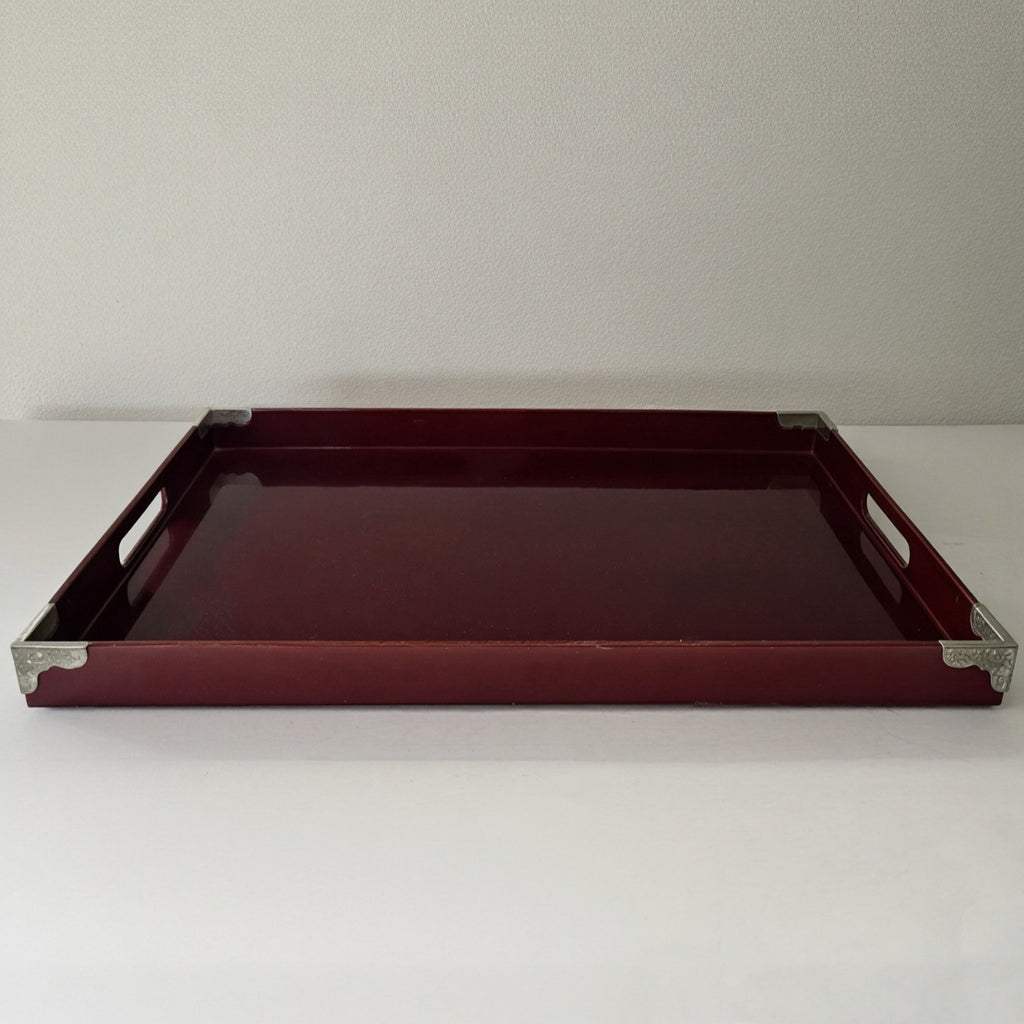 Vintage Imperial Lacquerware Burgundy Tray