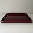 Vintage Imperial Lacquerware Burgundy Tray