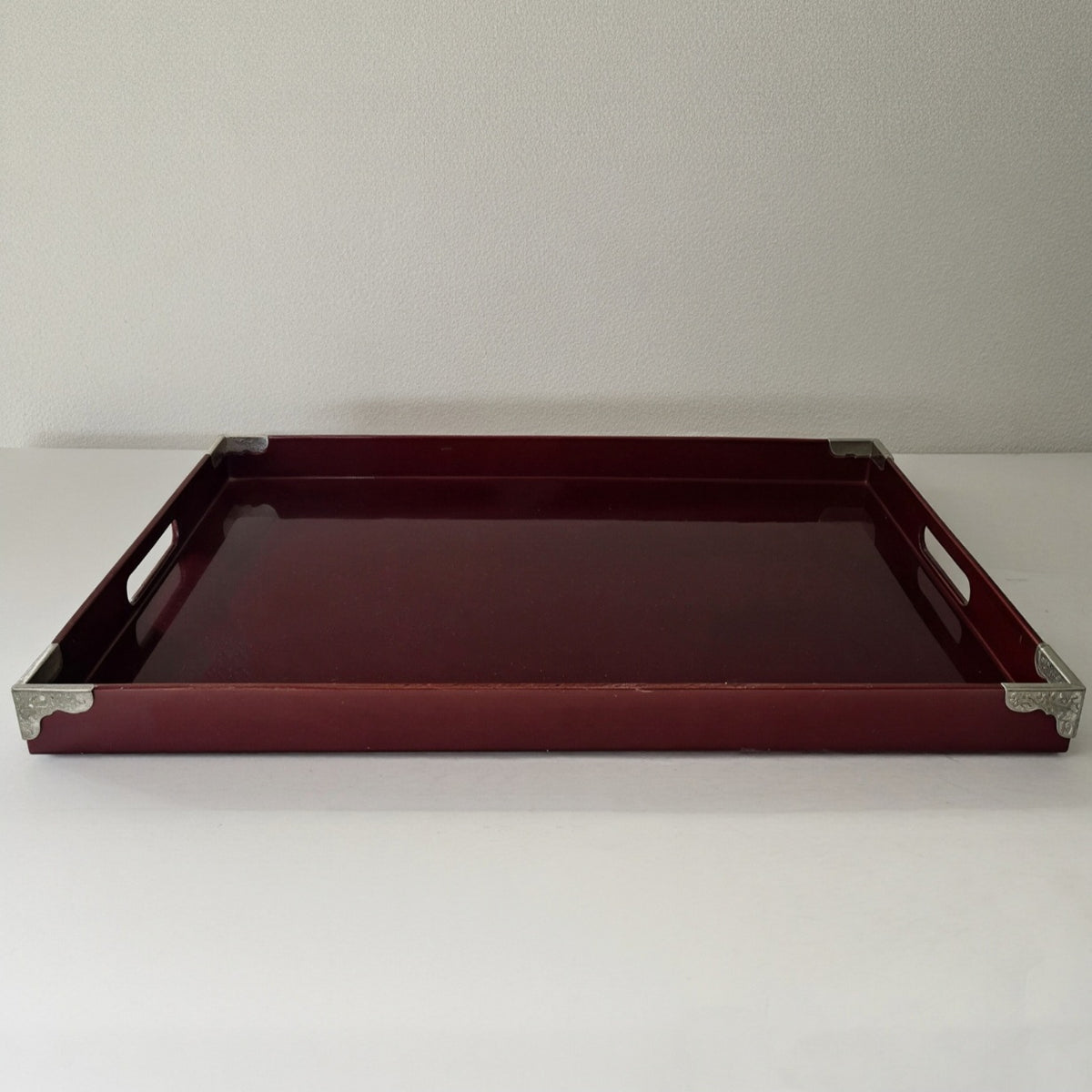 Vintage Imperial Lacquerware Burgundy Tray