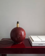 Large Vintage Burgundy Ribbed Ceramic Bubble Lamp