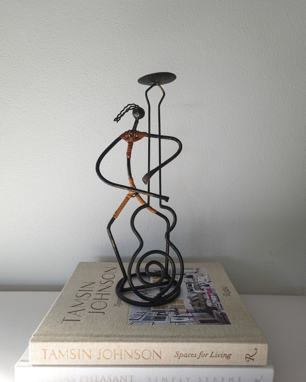 Mid Century Laurids Lønborg Wrought Iron and Rattan Candle Holder