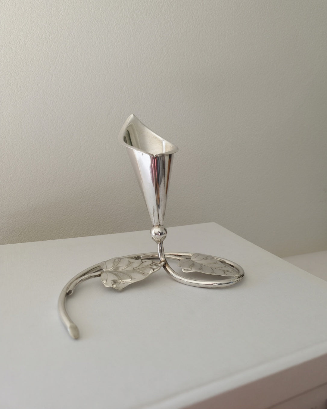 Vintage Silver Plated Calla Lily Candle Holder/Posy Vase