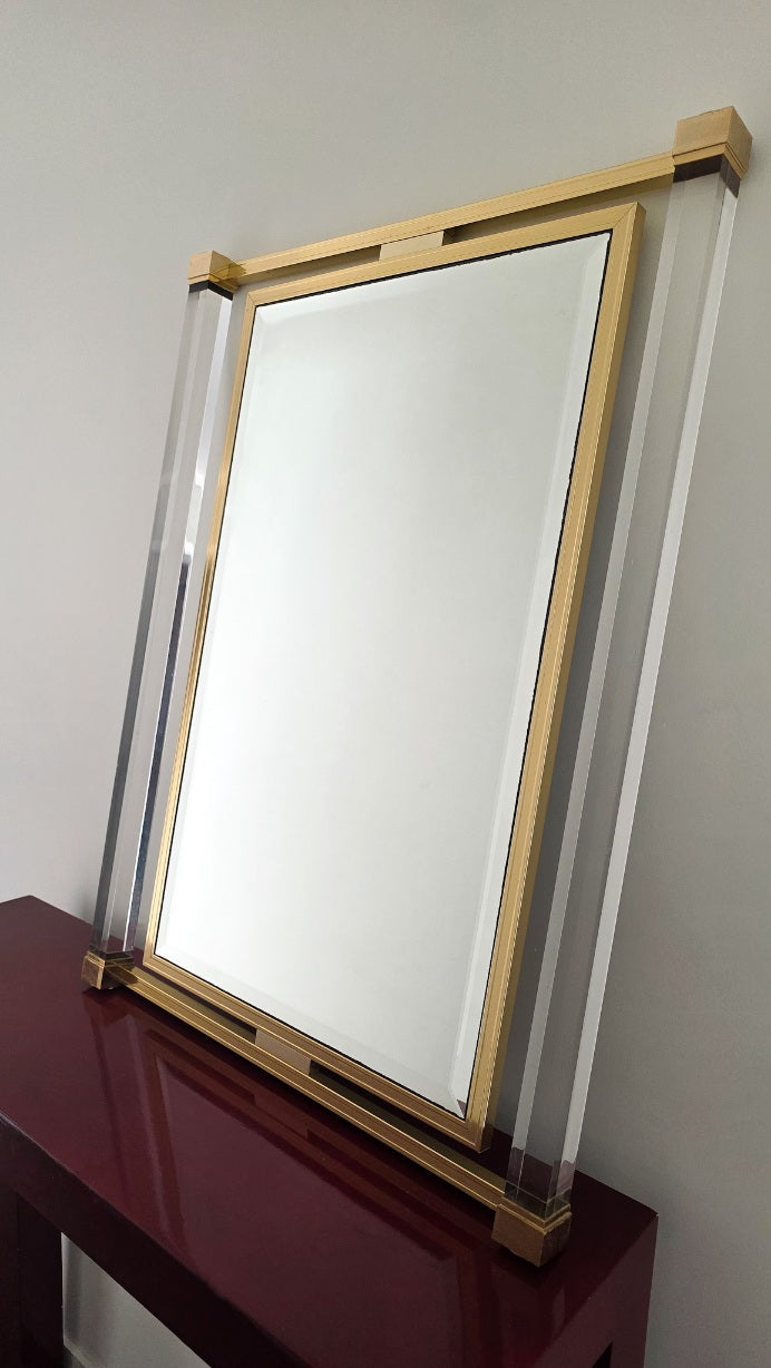 Vintage Lucite and Brass Wall Mirror