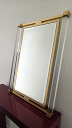Vintage Lucite and Brass Wall Mirror