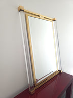 Vintage Lucite and Brass Wall Mirror