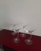 Vintage Curved Stem Martini/Cocktail Glasses