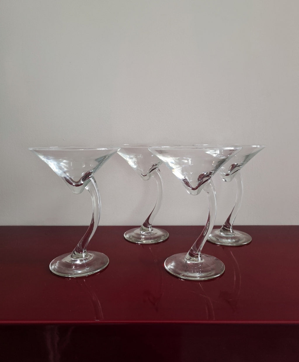 Vintage Curved Stem Martini/Cocktail Glasses
