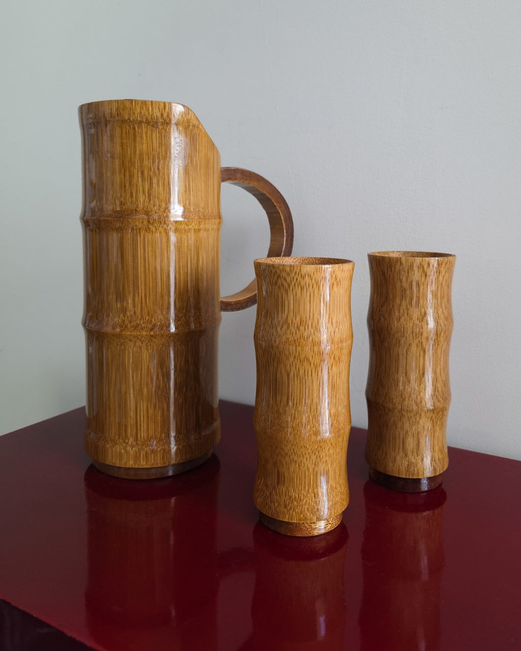 Mid Century Bamboo Tiki Bar Set