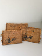 Set of Three Vintage Japanese Bamboo Serving Trays