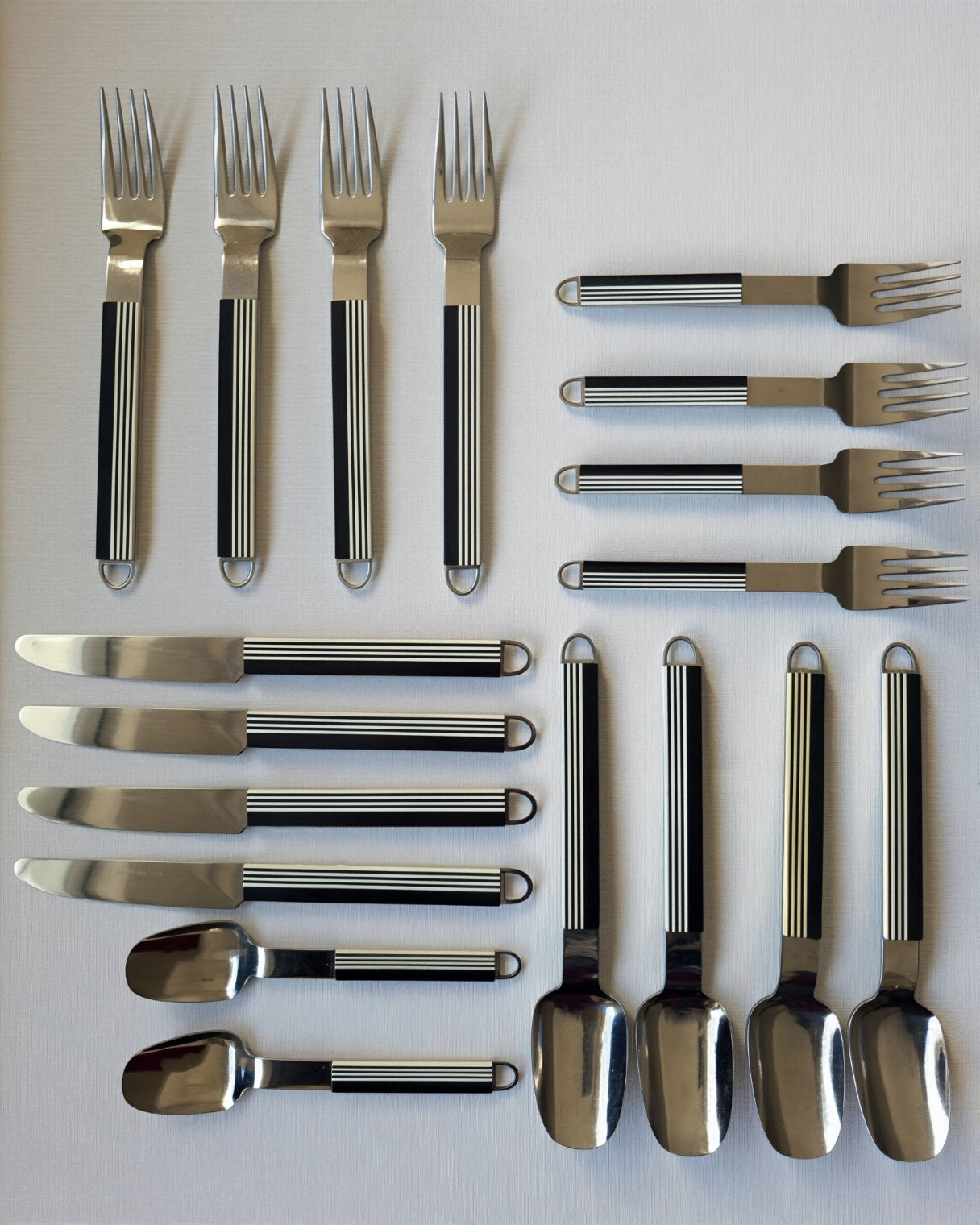 Vintage Black & White Stripe Cutlery Set