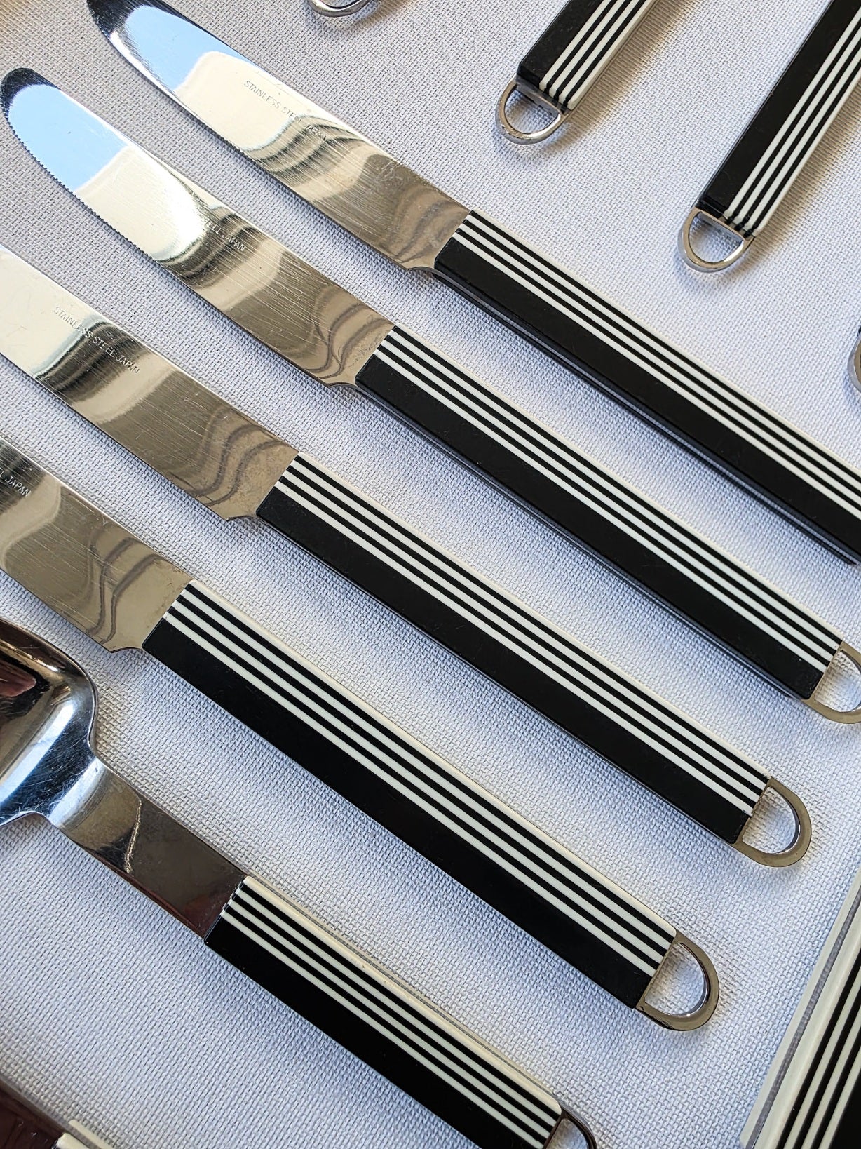 Vintage Black & White Stripe Cutlery Set