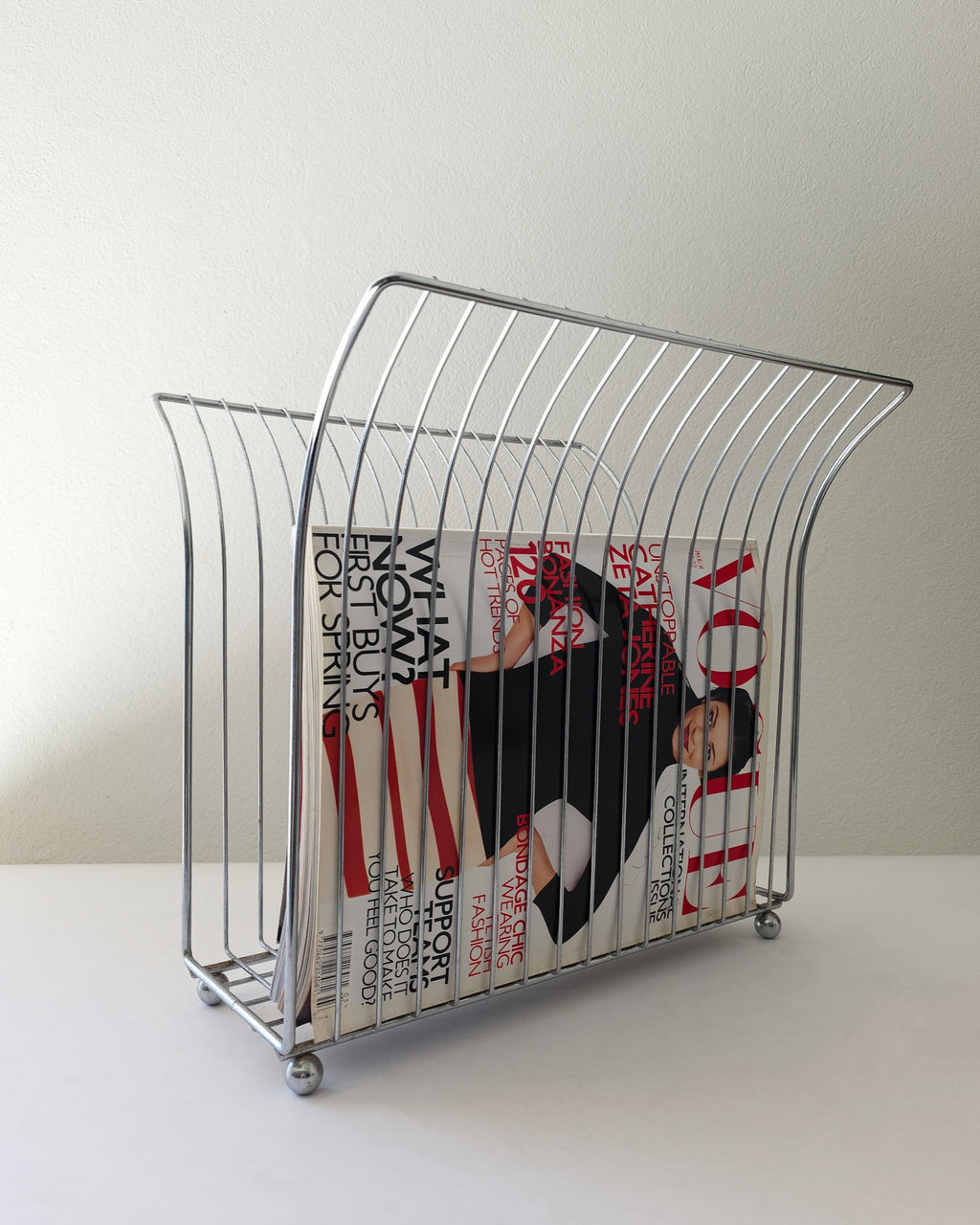 MCM Large Chrome Metal Vinyl/Magazine Holder
