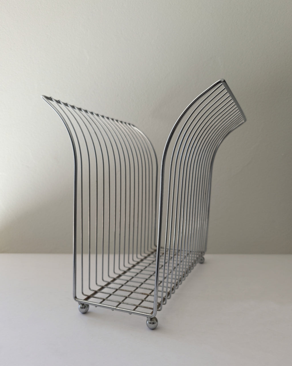 MCM Large Chrome Metal Vinyl/Magazine Holder