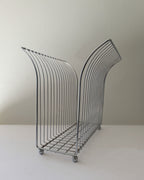 MCM Large Chrome Metal Vinyl/Magazine Holder