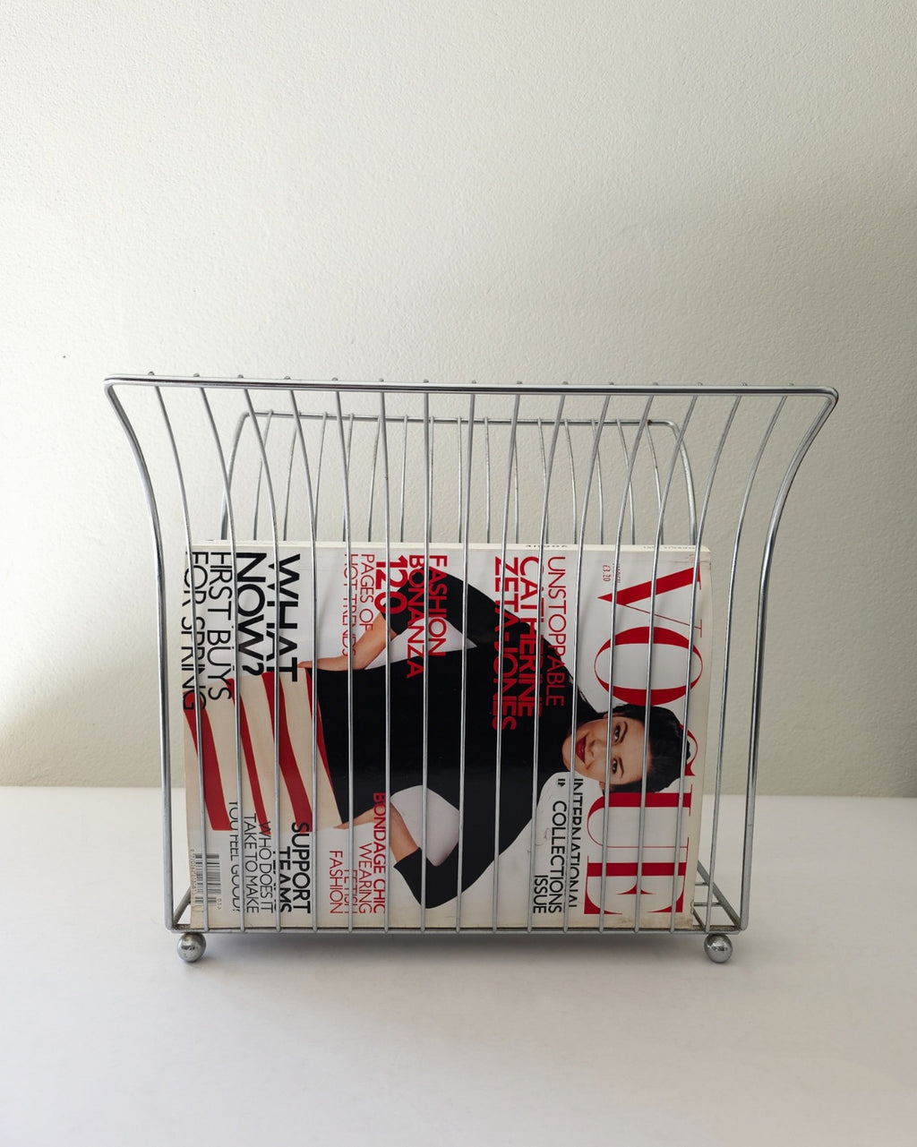 MCM Large Chrome Metal Vinyl/Magazine Holder
