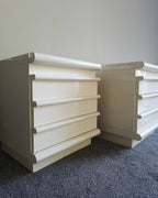 1980s post modern cream lacquer bedsides