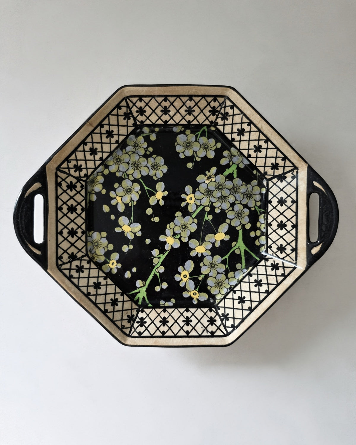 Royal Doulton Prunus Pattern Octagonal Handled Ceramic Tray/Bowl
