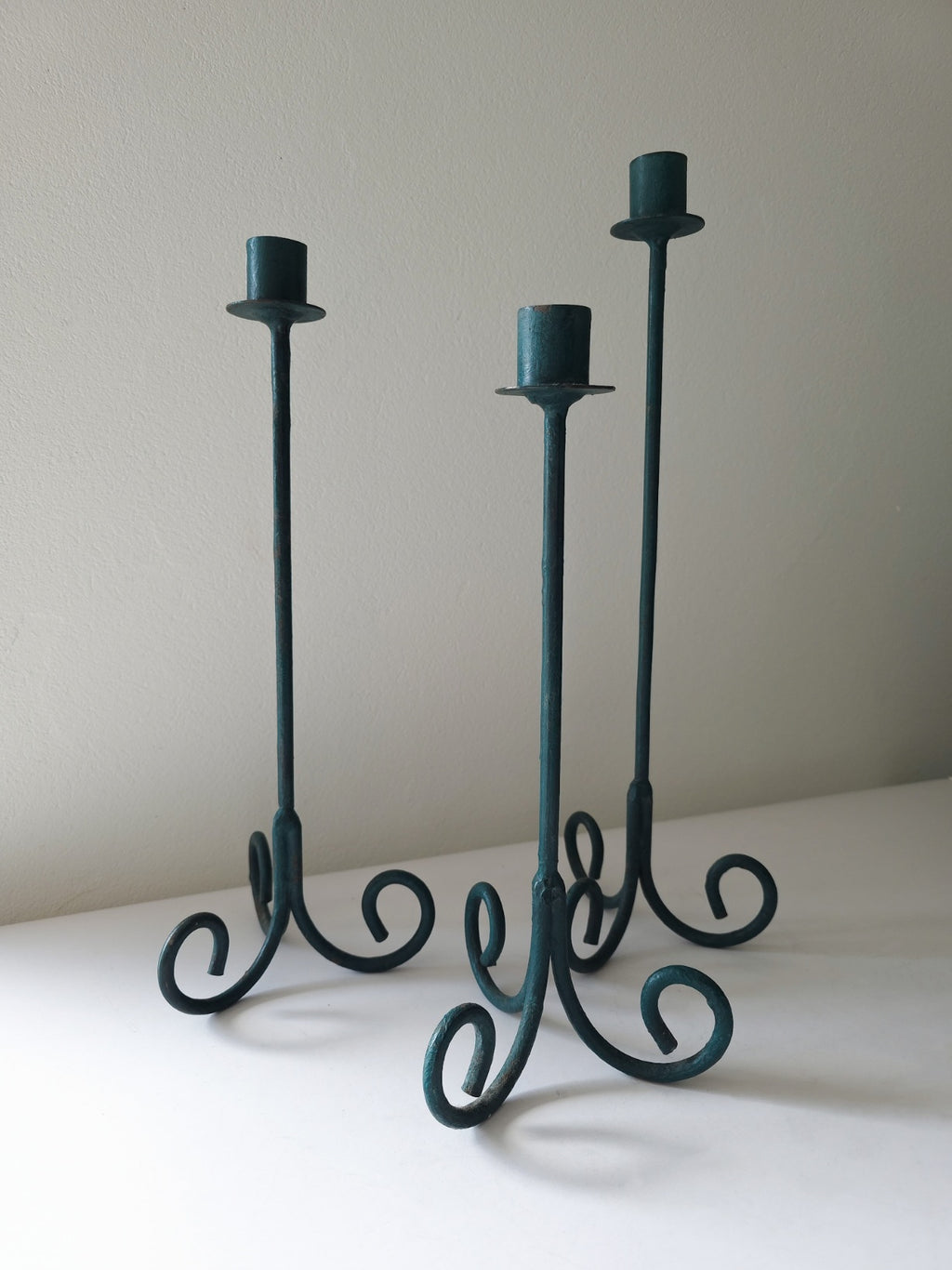 Vintage Wrought Iron Candle Holders Set of 3
