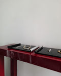 Vintage Black Lacquer & Silver Leaf Scroll Stands/Tray