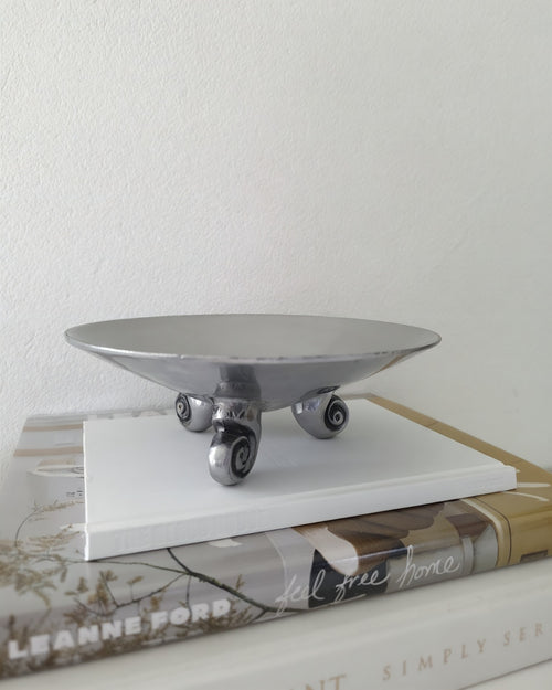 1990s Cast Aluminium Spiral Footed Bowl