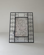 Unique Mottled Glass and Metal Scroll Frame